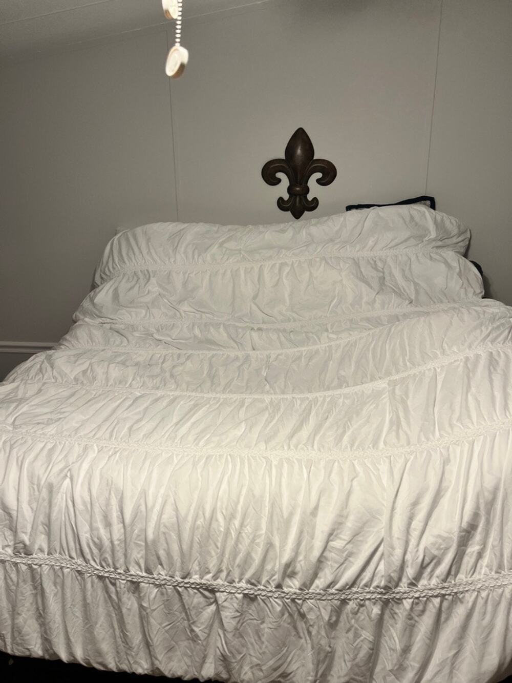 Queen White Ruched Comforter Duvet Cover Shabby Chic Boho Bedding Super Soft